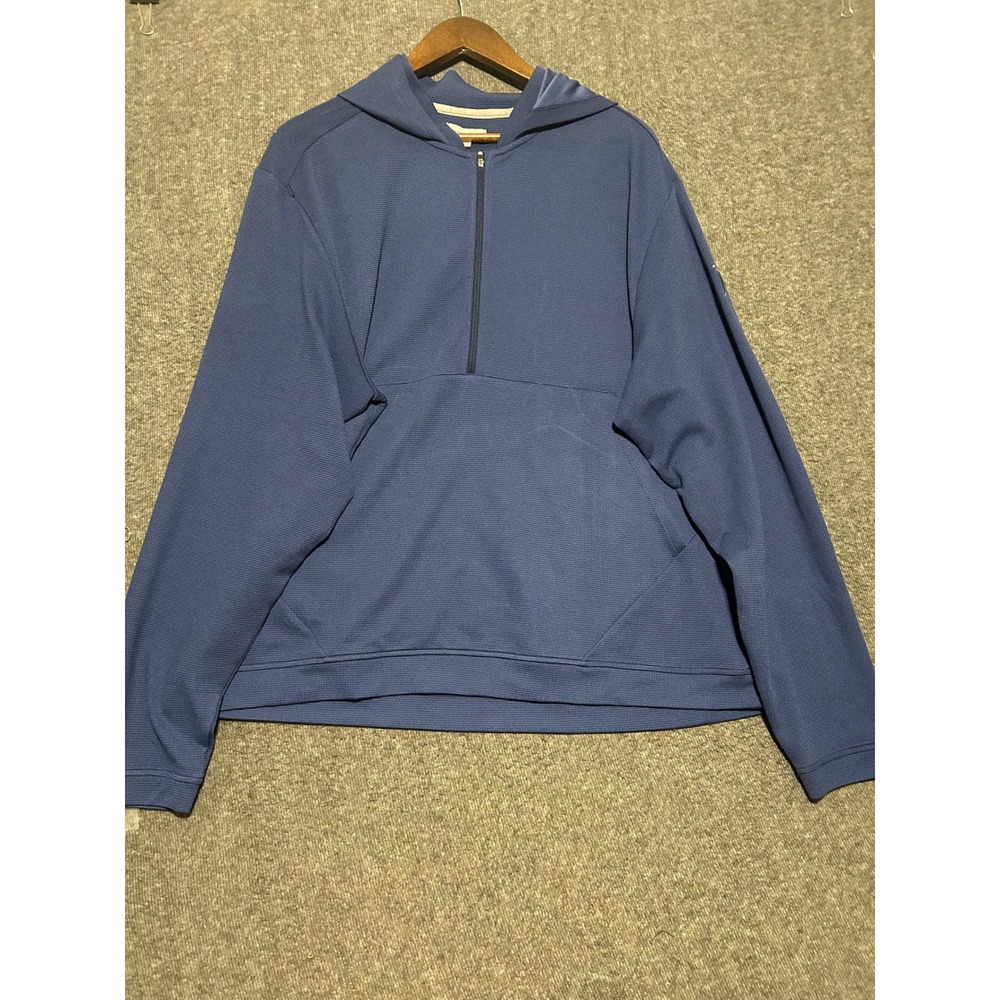 Peter Millar Men's Grid Performance Half-Zip Hoodie 2XL blue golf logo